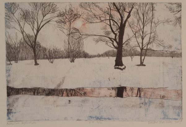 Deirdre Hierlihy. Arboretum Reflection, 2017. Polyester plate lithography, 18 x 24